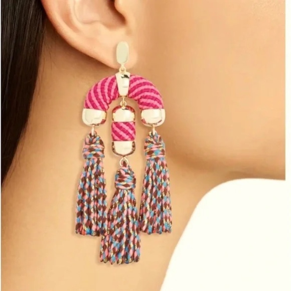 NWOT Kendra Scott 14k Gold-Plated Maise Statement Earrings DarkPink